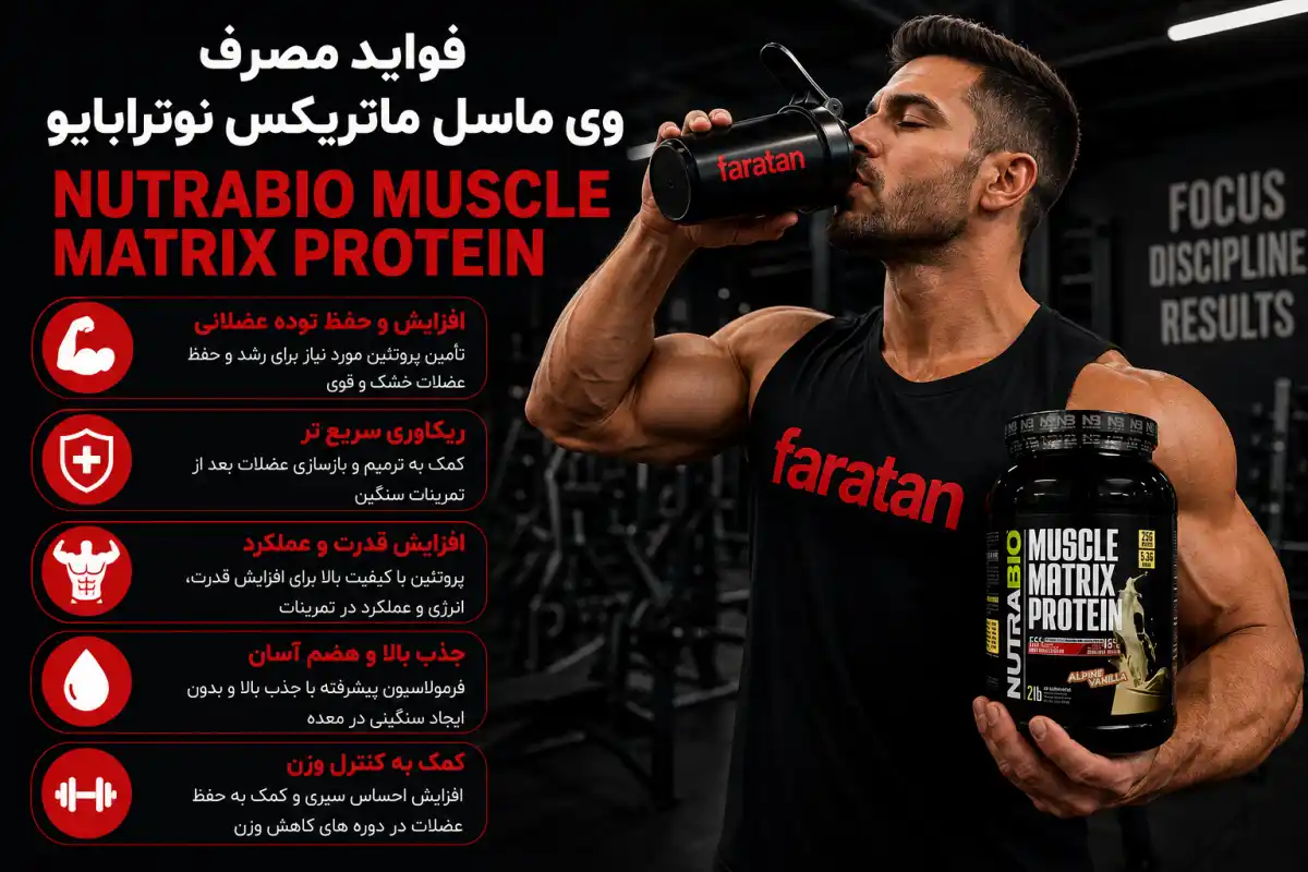 فواید وی ماسل ماتریکس نوترابایو-خرید ماس ماتریکس-ماسل ماتریکس نوترابایو-پروتئین ماسل ماتریکس-فراتن