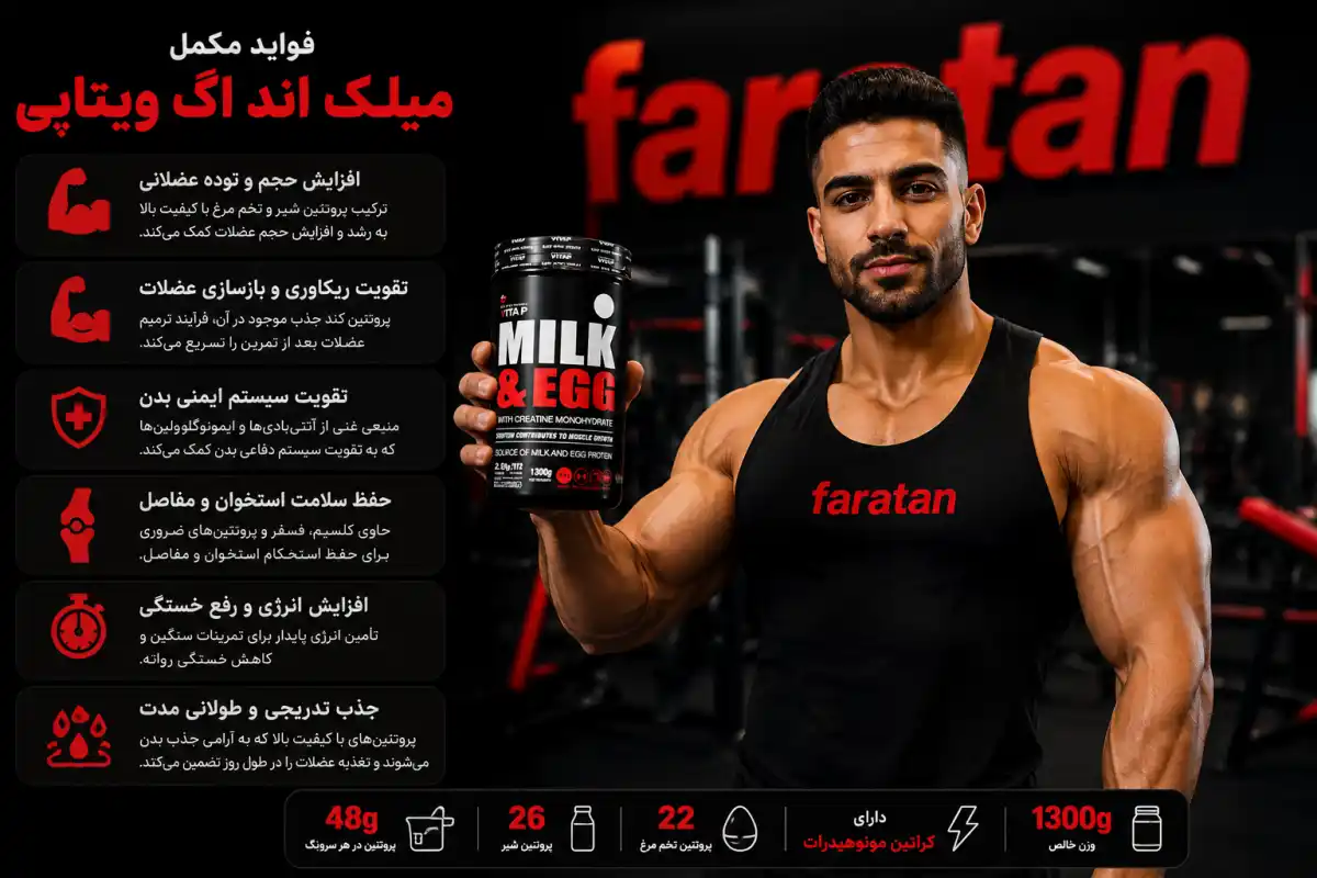 خرید میلک ان اگ ویتاپی-پروتئین شیر و سفیده تخم مرغ ویتاپی-فراتن
