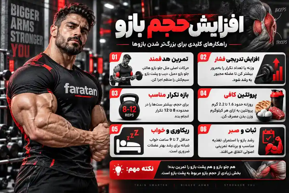 افزایش حجم بازو-برای افزایش حجم چی بخوریم؟-فراتن مرجع تخصصی مکمل بدنسازی