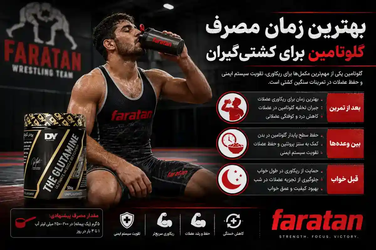 بهترین زمان مصرف گلوتامین برای کشتی گیران-زمان مصرف گلوتامین-فراتن